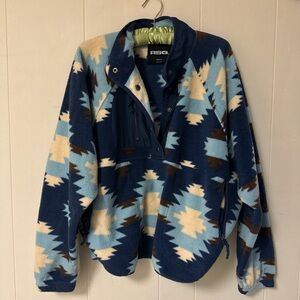 RSQ Blue and Tan Geometric Fleece Jacket